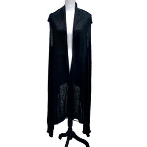 DKNY BLACK LINEN KNIT OPEN FRONT SWEATER VEST MULTIWAY INFINITY WRAP